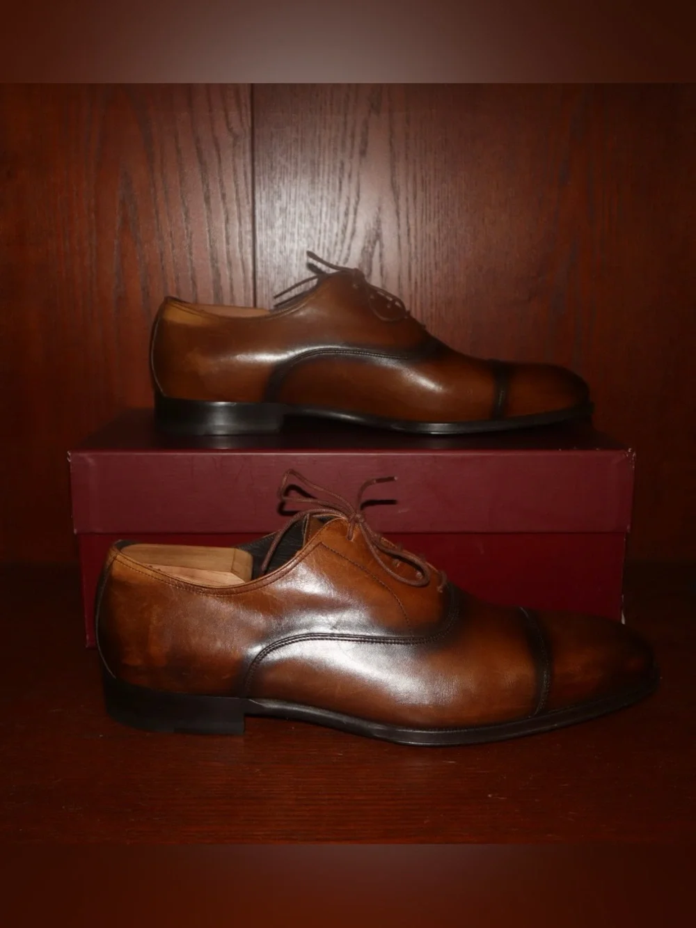 To Boot Brown Burnished Cap-Toe Oxford Lace-Up